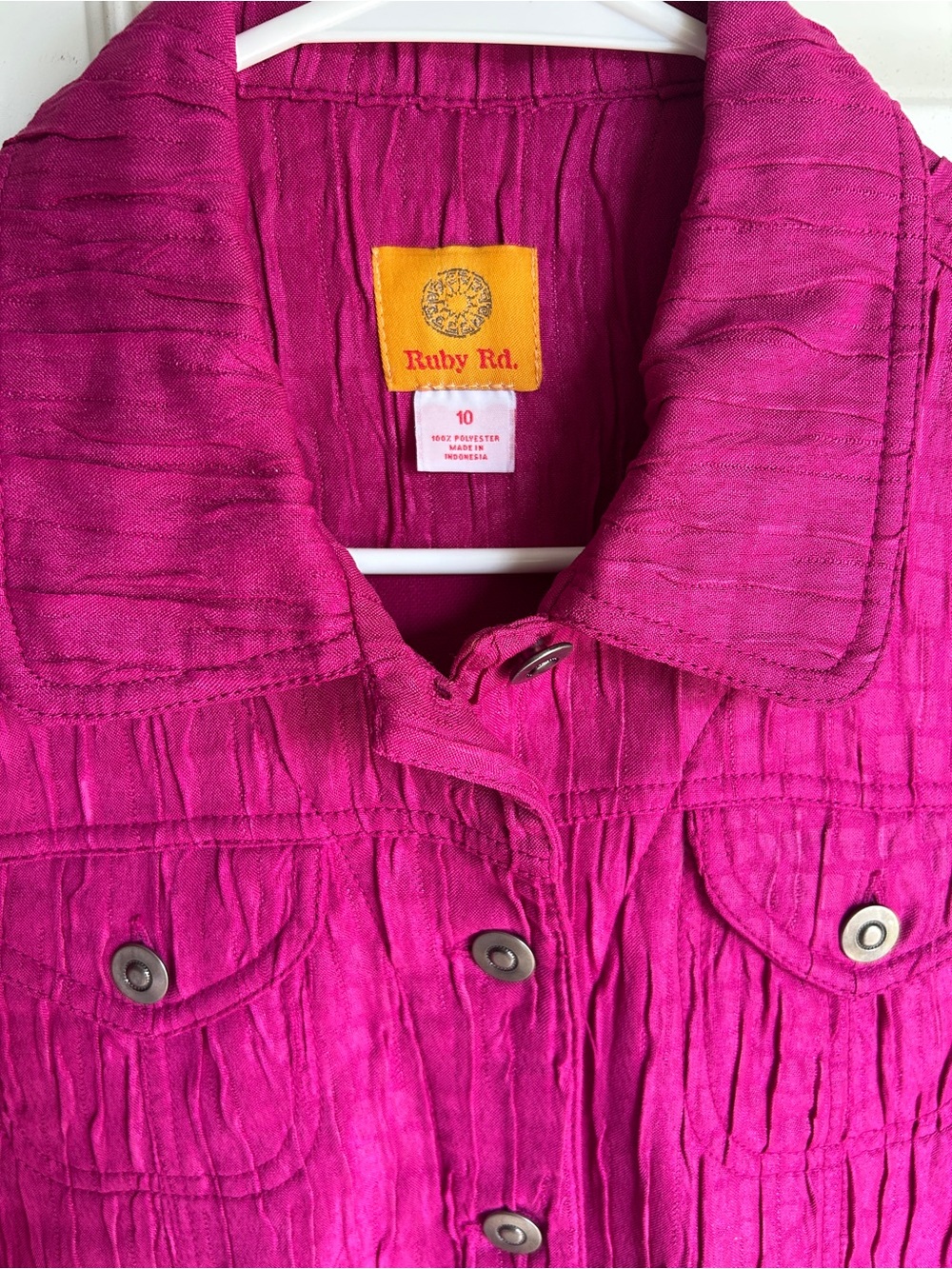 Ruby Rd. Hot Pink Textured Button-Front Jacket - Picture 2 of 4